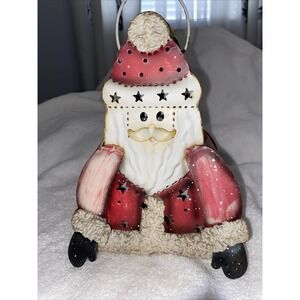 Metal Santa Lantern Candle Holder
